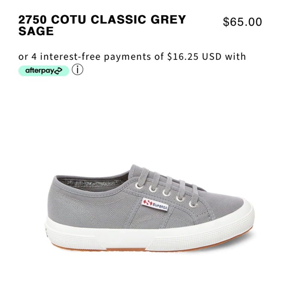 Superga Womens Classic Grey Sage, Size 37.5 (7)
